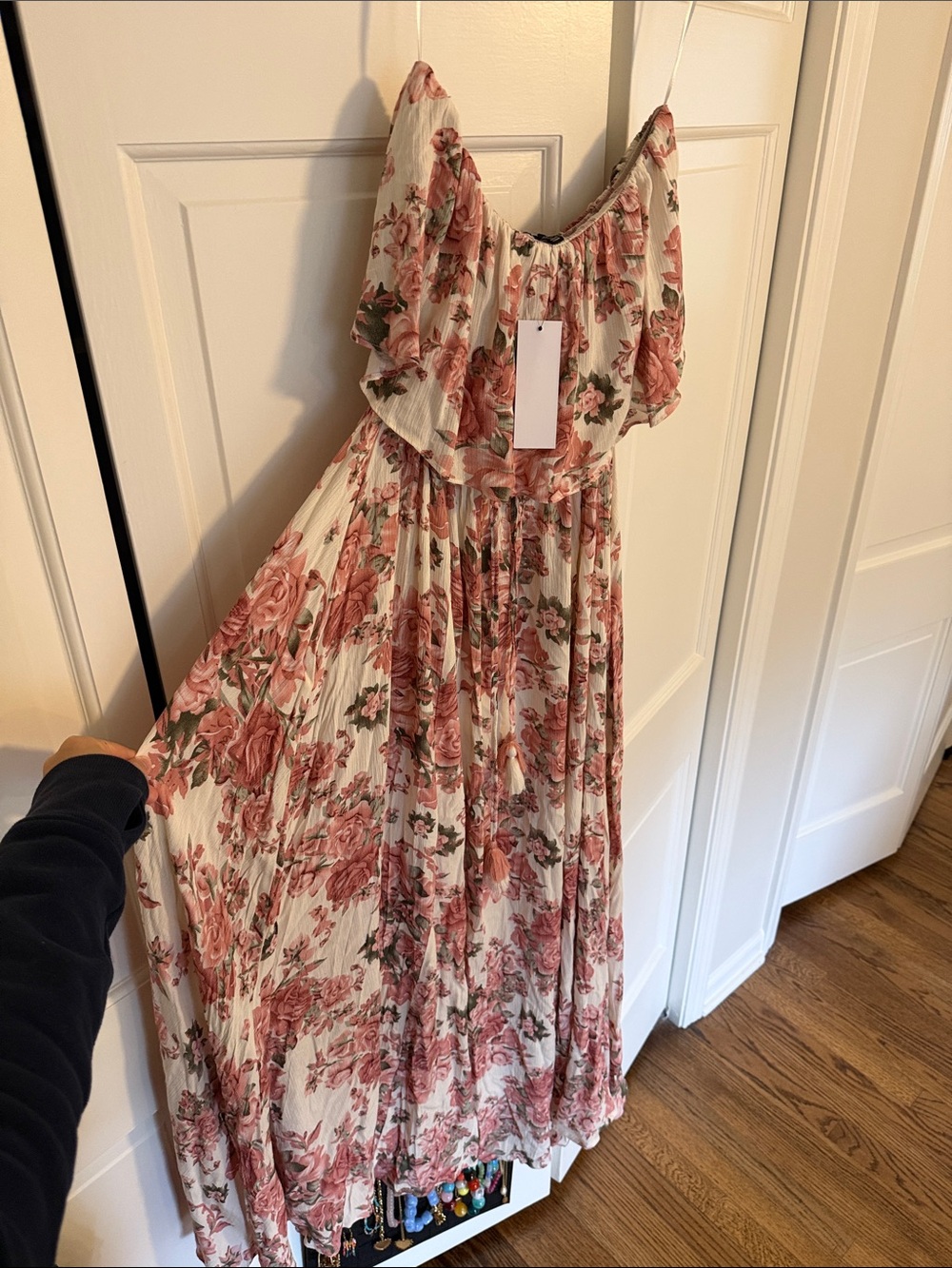 Floral Strapless Maxi Dress in Blush Rose NWT